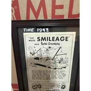1943 TIME Magazine Rube Goldberg Pennzoil Ad – ‘Get More Smileage’ Framed